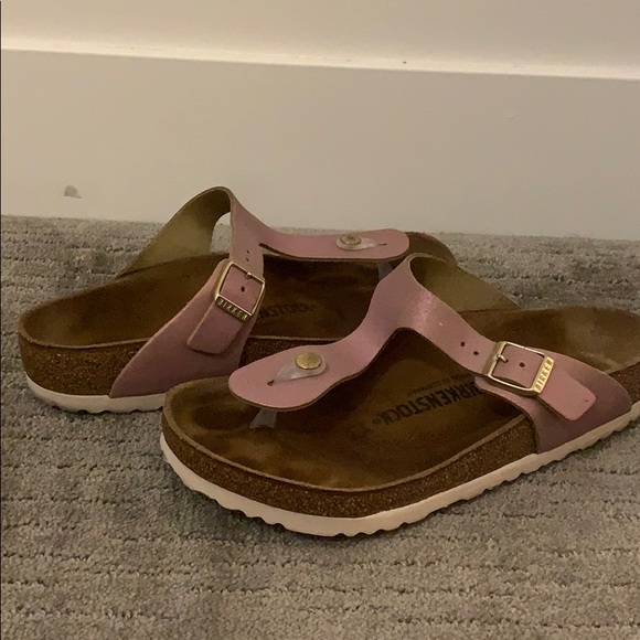 birkenstock washed metallic pink
